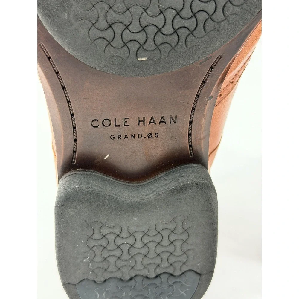 Cole Haan Shoes Men 13 Brown Tan Leather Long Wing Oxford Grand OS Lace Up Dress